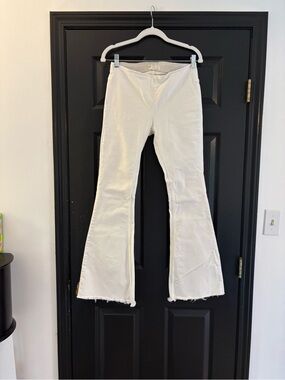 Free People Off-White Flare Pull On Jeans with Frayed Hem - Size 29